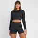 Crop top a maniche lunghe MP Tempo senza cuciture da donna - Nero