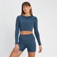 Crop top a maniche lunghe MP Tempo double face senza cuciture da donna - Ardesia scuro