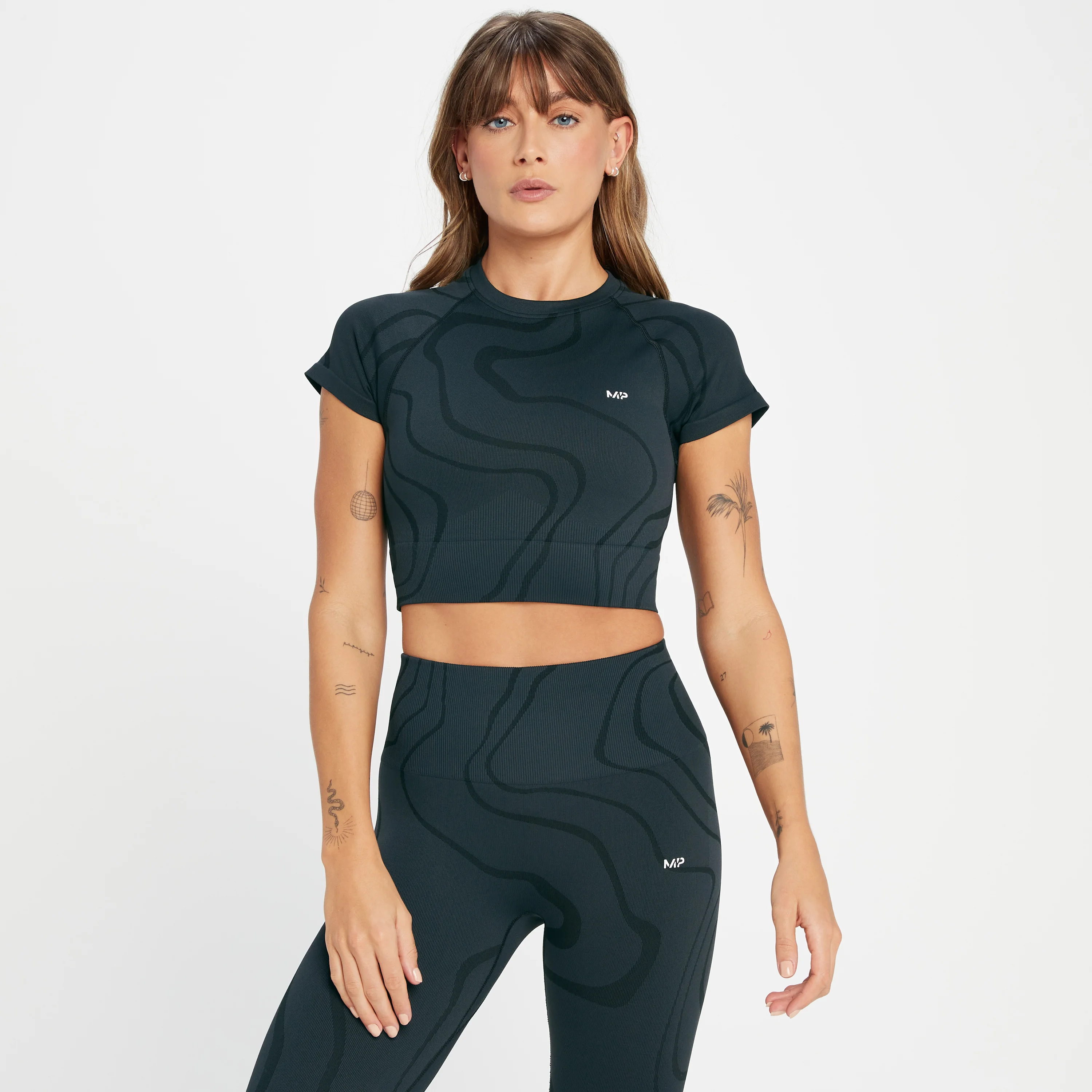Crop top MP Tempo Wave senza cuciture da donna - Nero - XXS Immagine 1