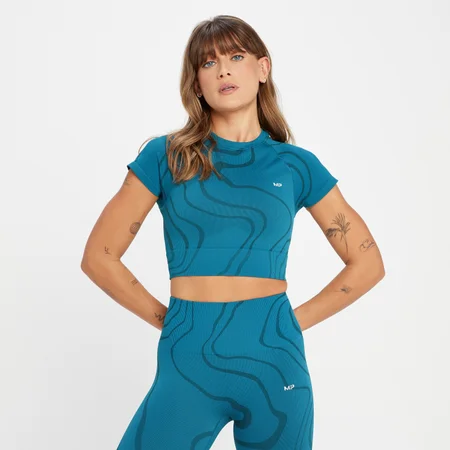 Crop top MP Tempo Wave senza cuciture da donna - Verde petrolio