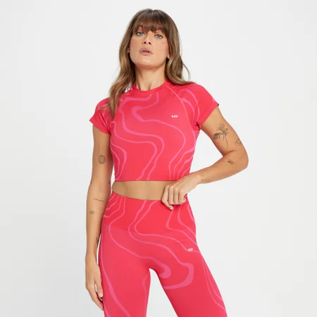 Crop top MP Tempo Wave senza cuciture da donna - Rouge Red