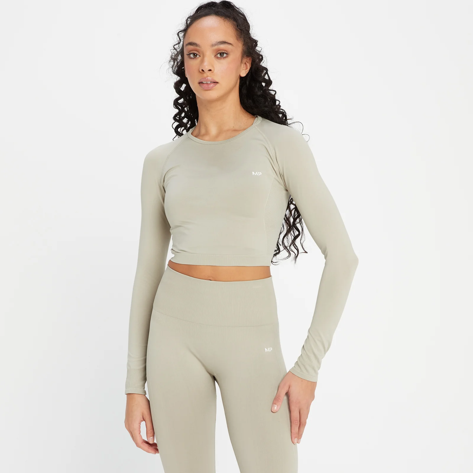 Crop top a maniche lunghe senza cuciture MP Shape da donna - Grigio caldo - M Immagine 1