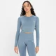 Crop top a maniche lunghe MP Shape senza cuciture da donna - Pebble Blue
