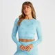 T-shirt cropped a maniche lunghe senza cuciture MP Shape da donna - Blu tie-dye