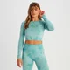 T-shirt cropped a maniche lunghe senza cuciture MP Shape da donna - Dusk Blue tie-dye