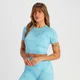 T-shirt cropped a maniche corte senza cuciture MP Shape da donna - Blu tie-dye