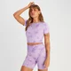 T-shirt cropped a maniche corte senza cuciture MP Shape da donna - Viola tie-dye