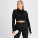 Crop top a costine senza cuciture con cerniera 1/4 MP Tempo da donna - Nera