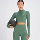 Crop top a costine senza cuciture con cerniera 1/4 MP Tempo da donna - Verde pino chiaro