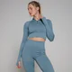 Crop top a costine senza cuciture con cerniera 1/4 MP Tempo da donna - Blu Graphine