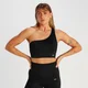 Reggiseno asimmetrico a costine senza cuciture MP Tempo - Nero