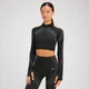 Maglia cropped a maniche lunghe senza cuciture con cerniera 1/4 MP Tempo Ultra da donna - Nera