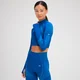 Maglia cropped a maniche lunghe senza cuciture con cerniera 1/4 MP Tempo Ultra da donna - Surf Blue