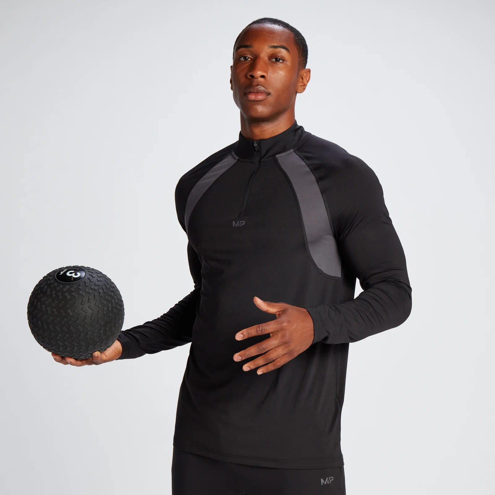 Maglia con cerniera 1/4 MP Tempo da uomo - Nera - XXS Immagine 1