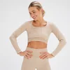Crop top a maniche lunghe senza cuciture MP x Tatiana - Crema