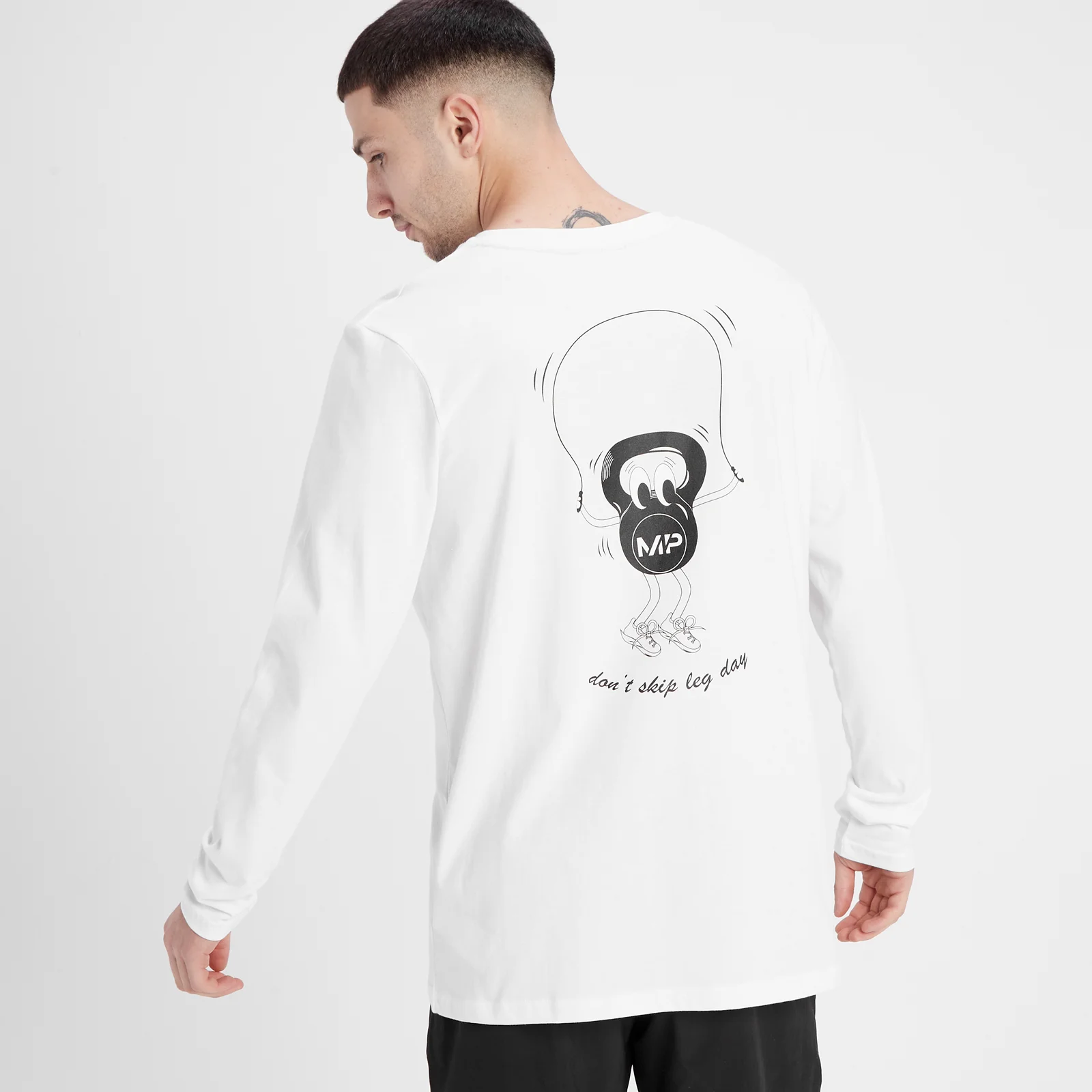 Maglia a maniche lunghe con stampa MP Leg Day da uomo - Bianca - XS Immagine 1