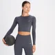 Crop top a maniche lunghe senza cuciture MP Shape da donna - Grigio grafite