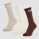 Calzini a metà polpaccio unisex MP (confezione da 3) - Marrone scuro/Tortora chiaro/Crema