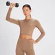 Crop top a maniche lunghe senza cuciture MP Shape da donna - Toffee