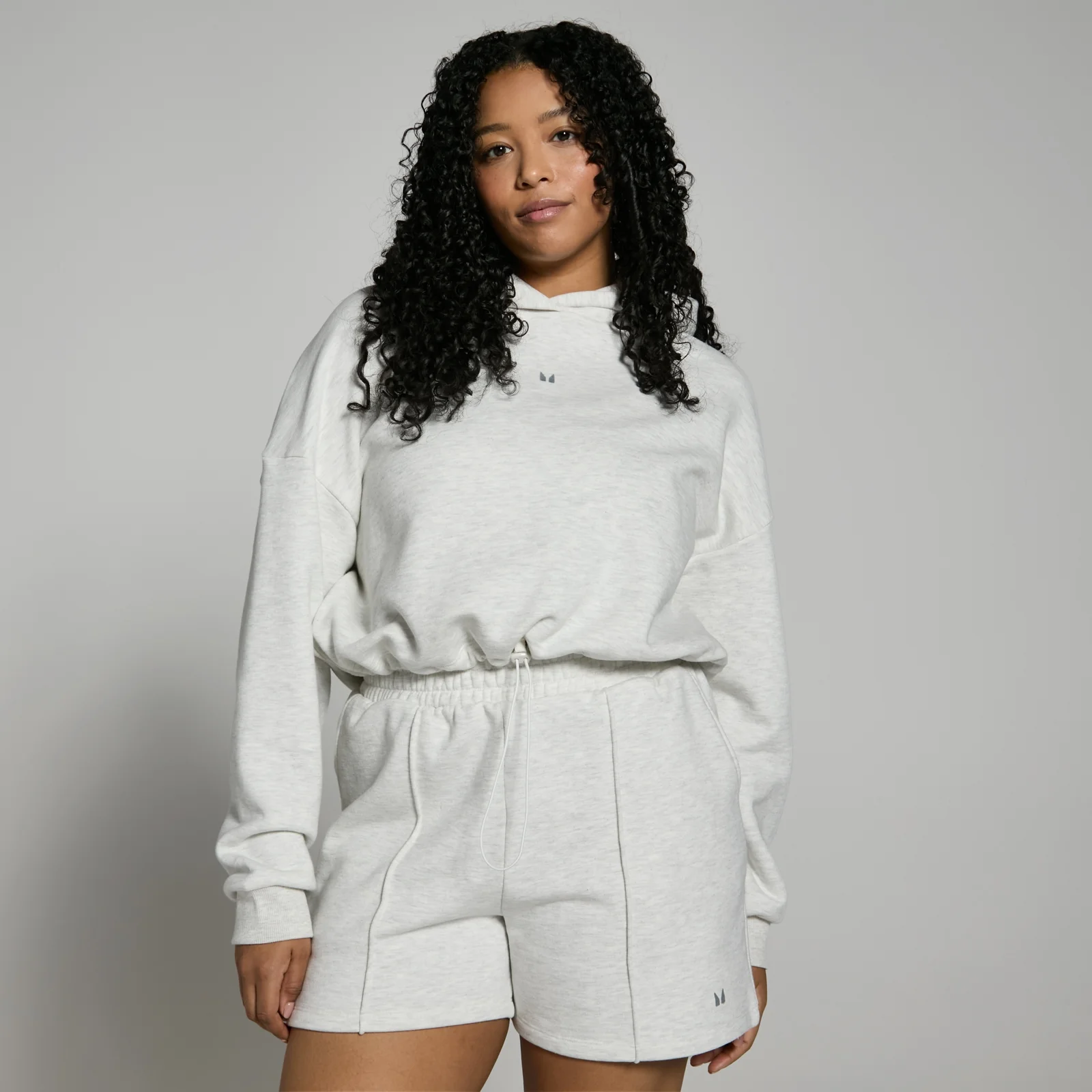 Felpa crop pesante con cappuccio MP Lifestyle da donna - Grigio chiaro - L Immagine 1