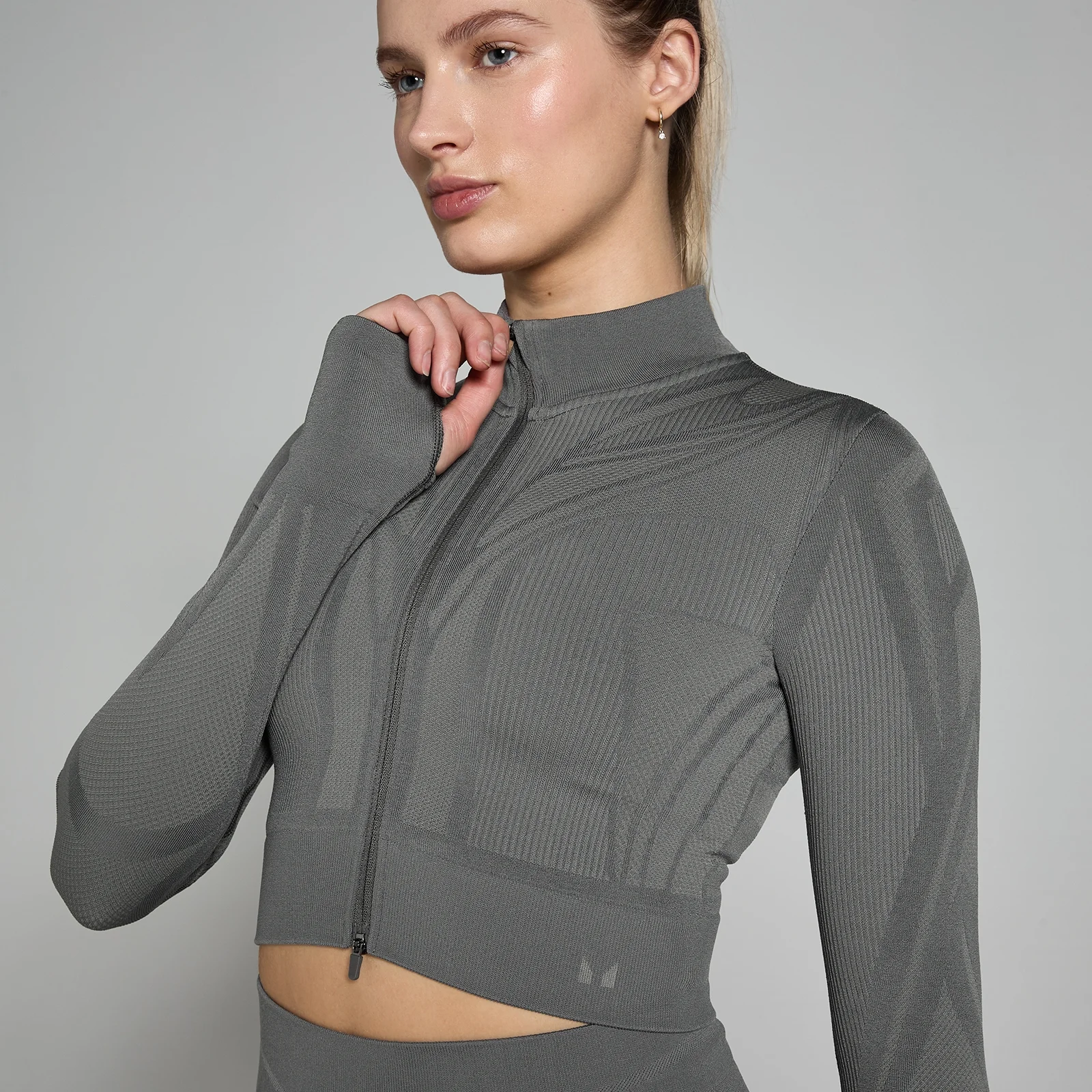 Giacca crop senza cuciture MP Tempo Ultra Geometric da donna - Carbone - XS Immagine 1