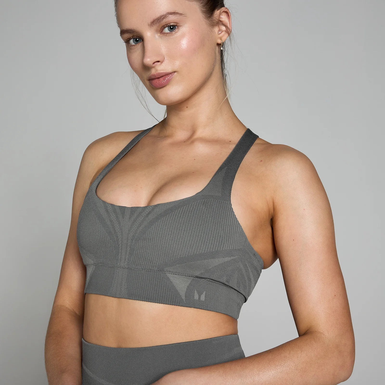 Reggiseno sportivo senza cuciture Geometric MP Tempo Ultra - Carbone - M Immagine 1
