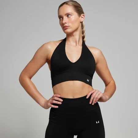 Reggiseno sportivo con scollo all'americana senza cuciture MP Tempo - Nero