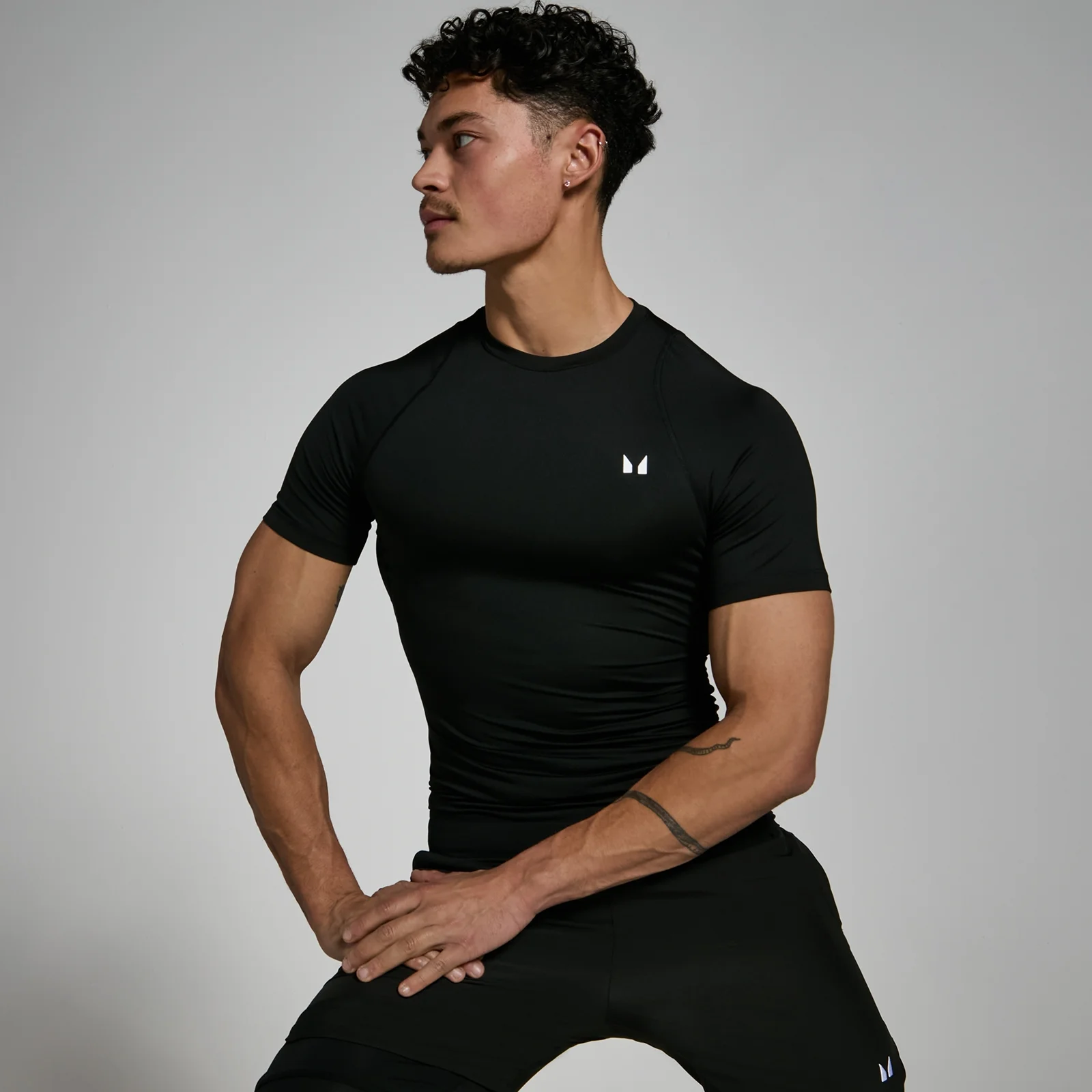 T-shirt sportiva aderente a maniche corte MP da uomo - Nera - XXS Immagine 1
