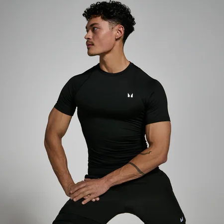 T-shirt sportiva aderente a maniche corte MP da uomo - Nera