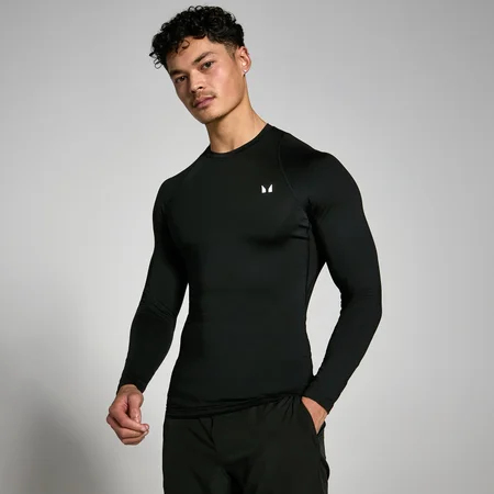 T-shirt sportiva aderente a maniche lunghe MP da uomo - Nera