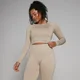 Crop top a maniche lunghe senza cuciture MP Shape da donna - Sabbia scuro