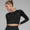 Crop top a maniche lunghe senza cuciture MP Shape da donna - Nero