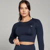 Crop top a maniche lunghe senza cuciture MP Shape da donna - Blu navy