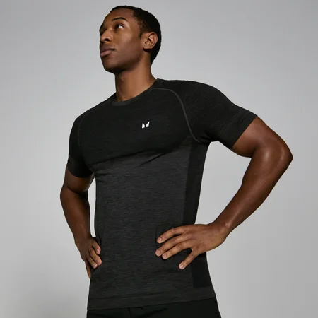 T-shirt a maniche corte senza cuciture MP da uomo - Nero mélange