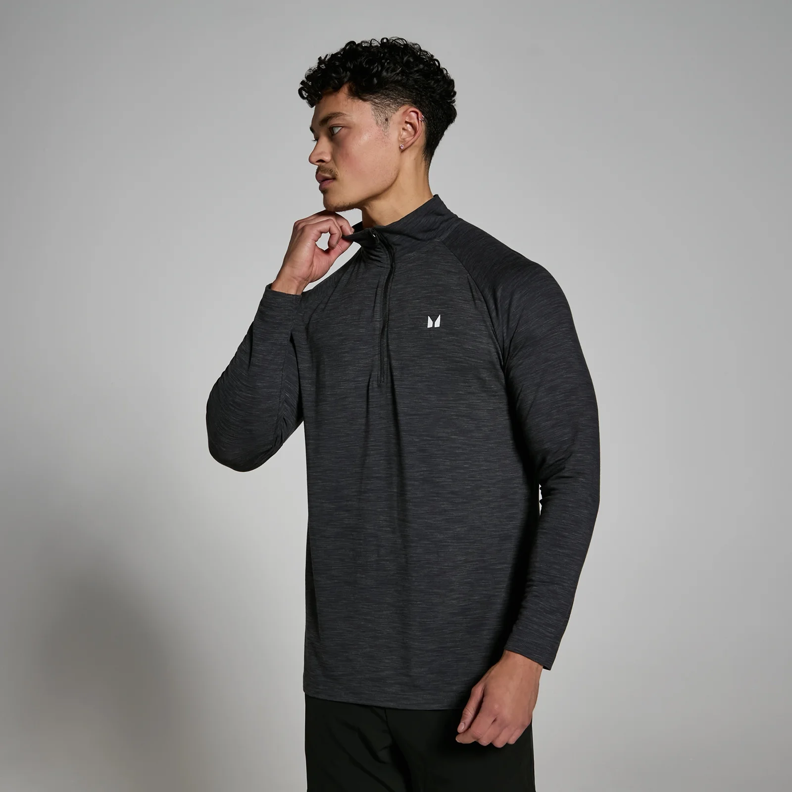Maglia con cerniera 1/4 MP Performance da uomo - Nero mélange - S Immagine 1