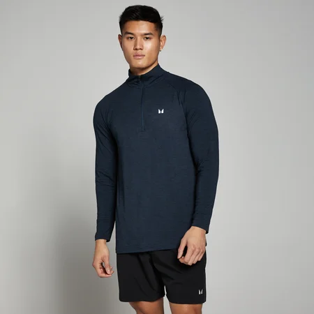 Maglia con cerniera 1/4 MP Performance da uomo - Blu navy mélange