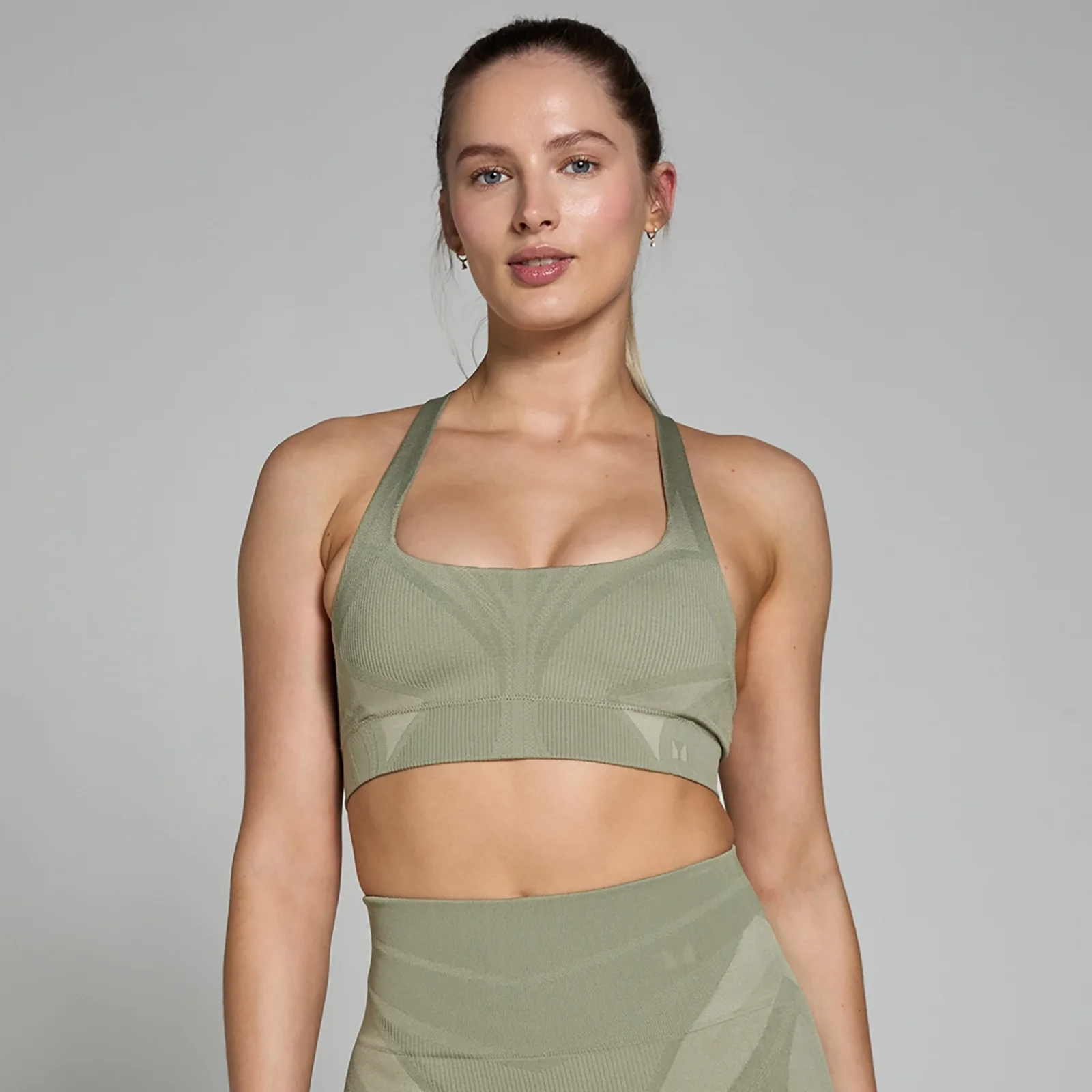 Reggiseno sportivo senza cuciture Geometric MP Tempo Ultra - Tortora - XS Immagine 1