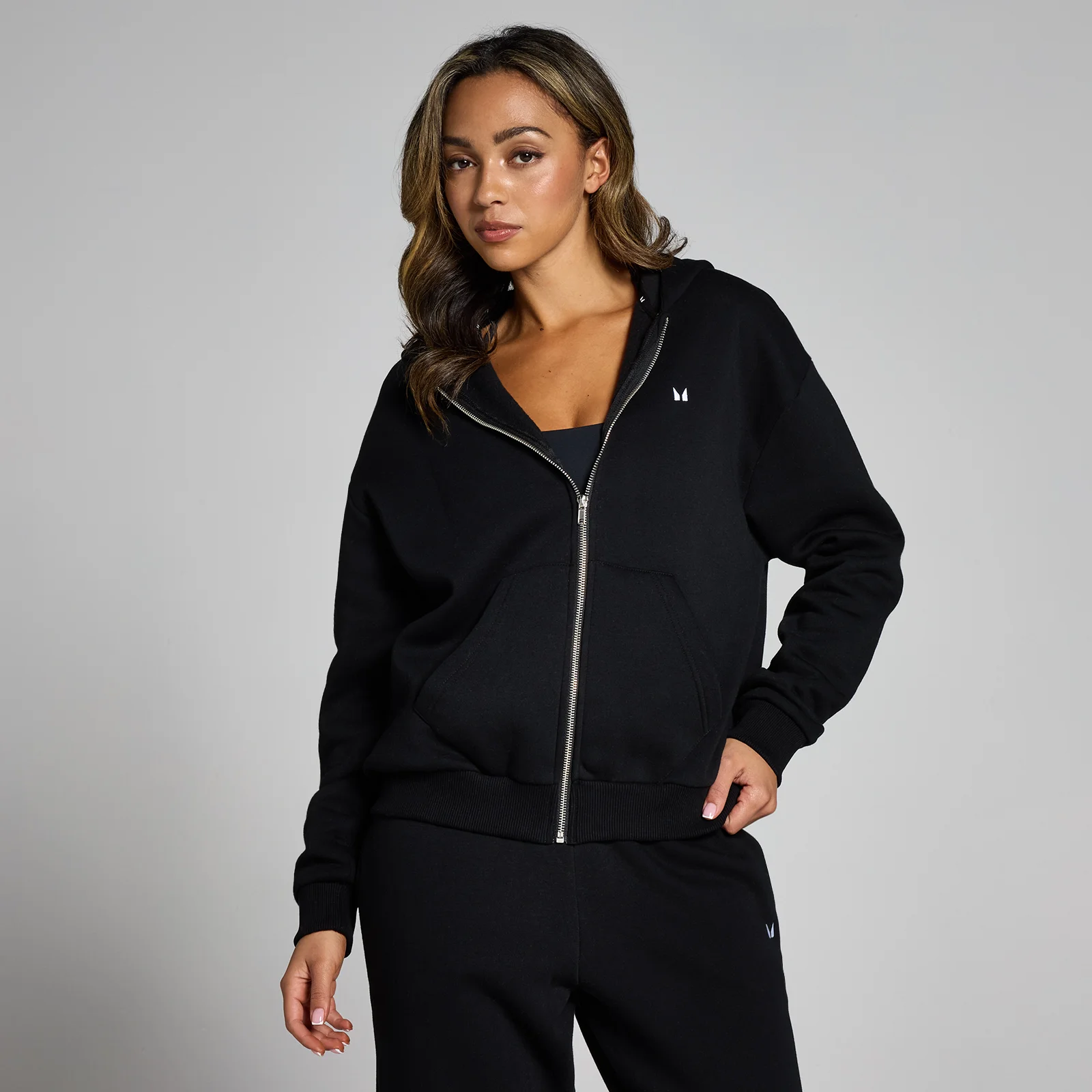 Felpa con cappuccio e cerniera MP Basics da donna - Nera - M Immagine 1