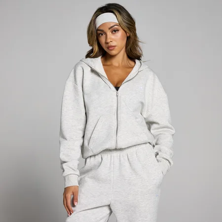 Felpa con cappuccio e cerniera MP Basics da donna - Grigio chiaro mélange
