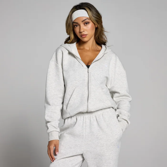 Felpa con cappuccio e cerniera MP Basics da donna - Grigio chiaro mélange