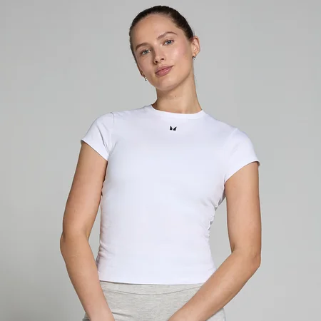 T-shirt a maniche corte aderente MP Basics da donna - Bianca