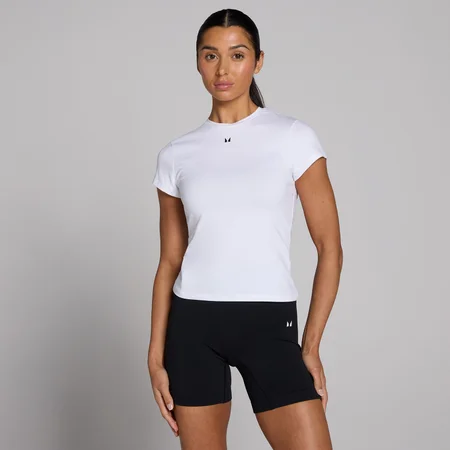 T-shirt a maniche corte aderente MP Basics da donna - Bianca