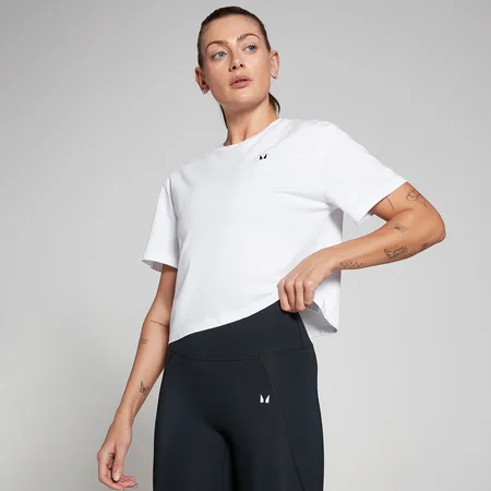 T-shirt crop a maniche corte morbida MP Basics da donna - Bianca