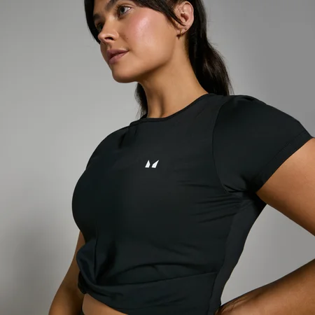Crop top a maniche corte MP Power da donna - Nero