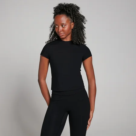T-shirt a maniche corte aderente MP Tempo da donna - Nera