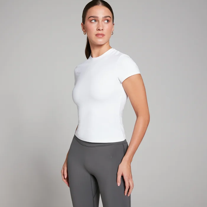 T-shirt Donna Crop Top Maniche Corte Collo A O - Bianca Elasticizzata Casual - Taglie S/M/L/XL - Foto 3