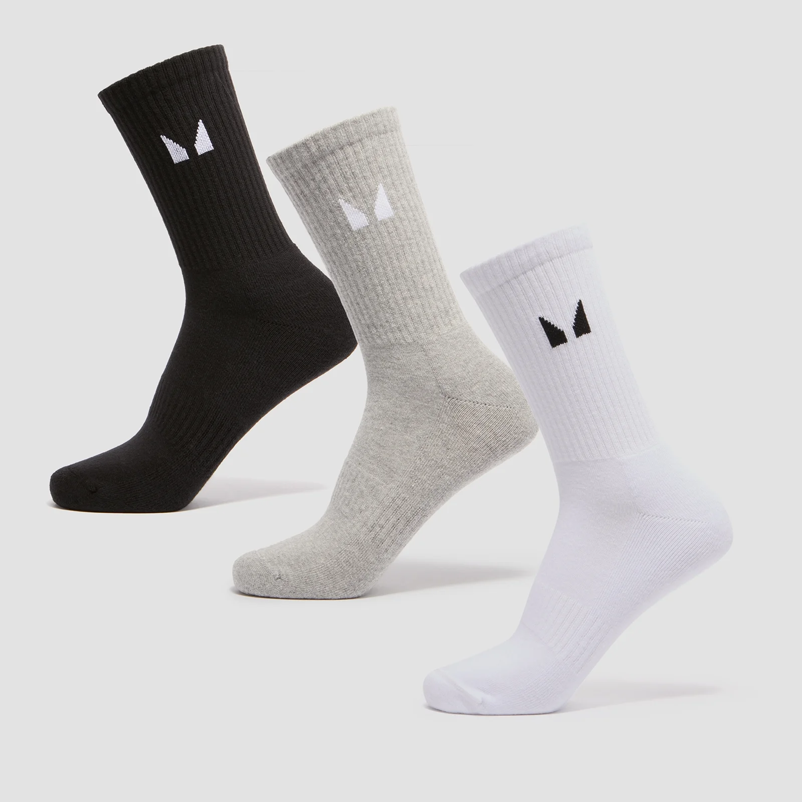 Calzini a metà polpaccio unisex MP (confezione da 3) - Bianco/Nero/Grigio mélange - UK 6-8 Immagine 1