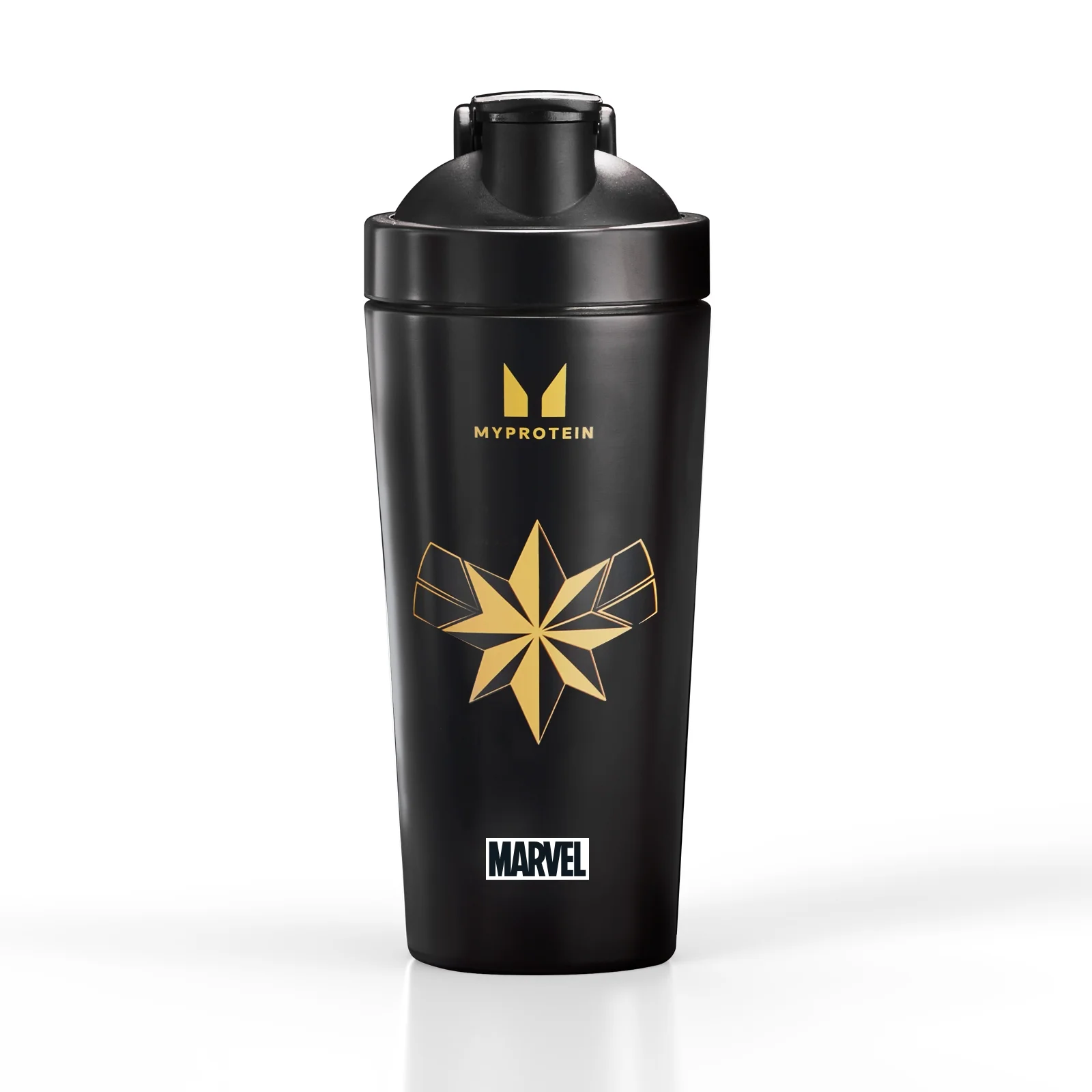 Shaker in metallo riciclato Capitan Marvel Myprotein - Nero Immagine 1