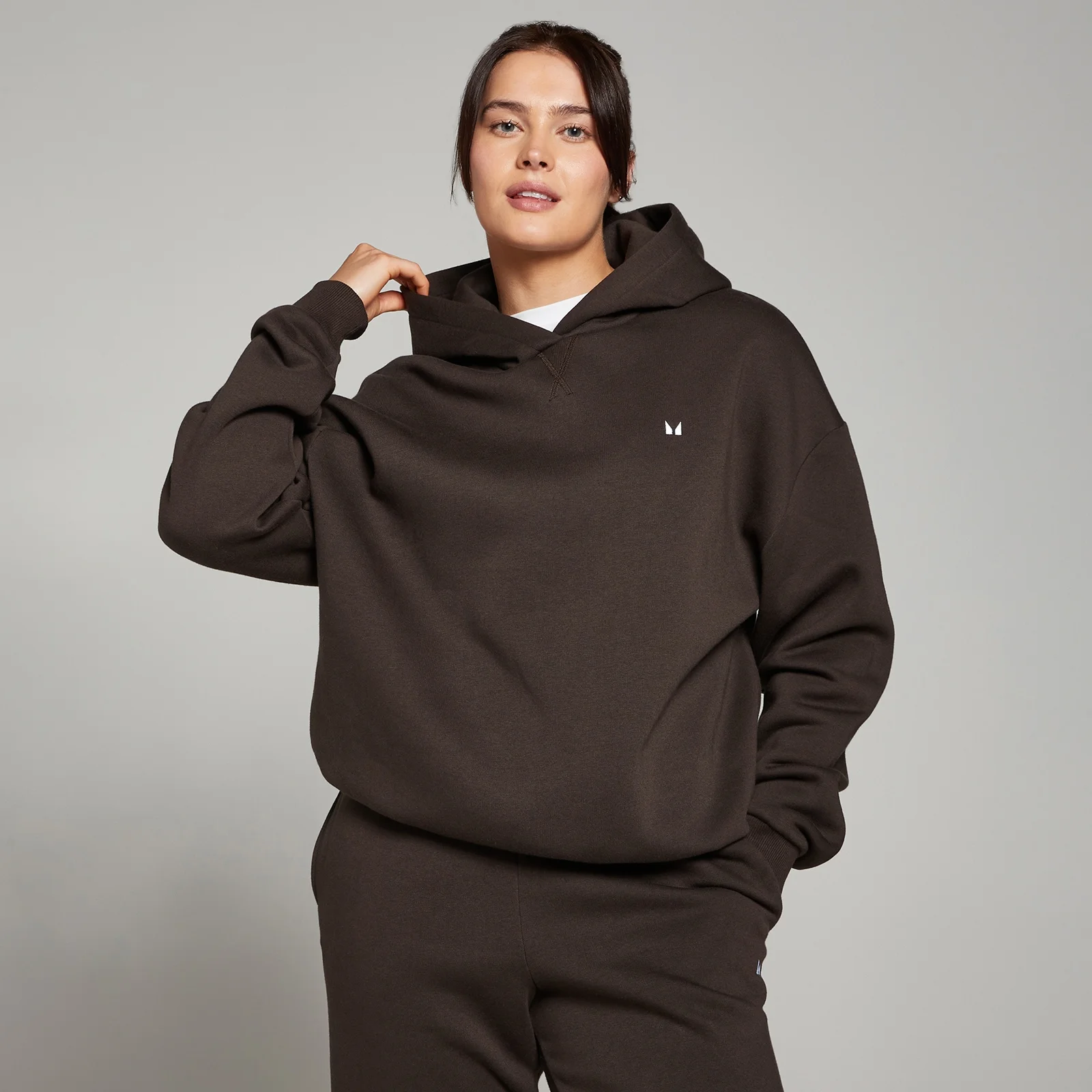 Felpa con cappuccio vestibilità oversize MP Basic da donna - Caffè - L Immagine 1