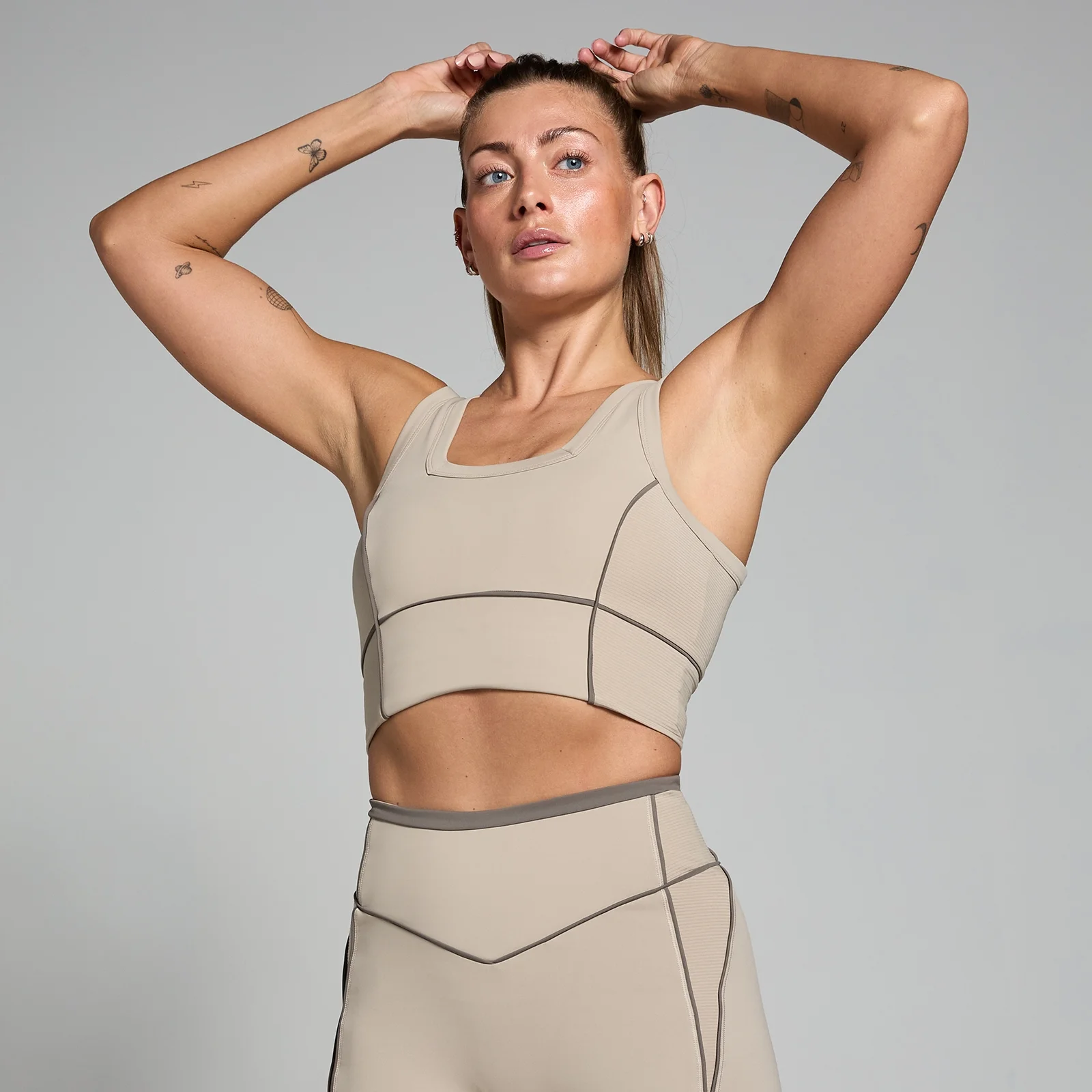 Reggiseno sportivo MP Tempo Contrast Texture - Cashmere - M Immagine 1